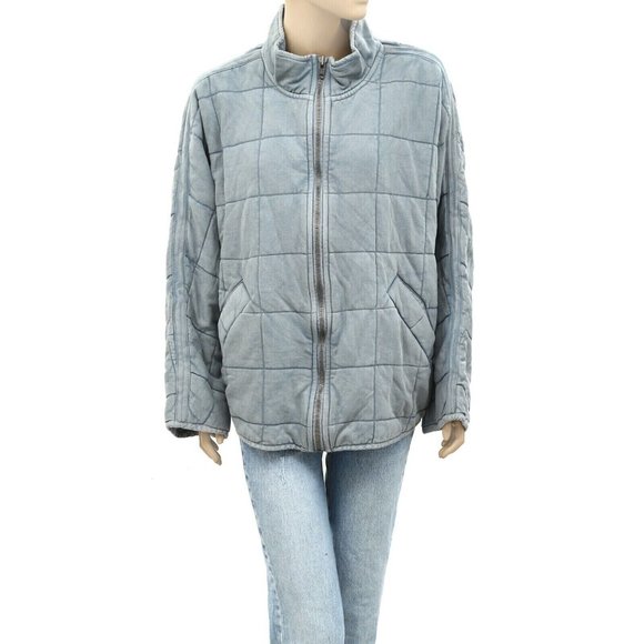 Free People Dolman Quilted Knit Jacket Top Oversized Zip-up Slouchy M New - Picture 5 of 8